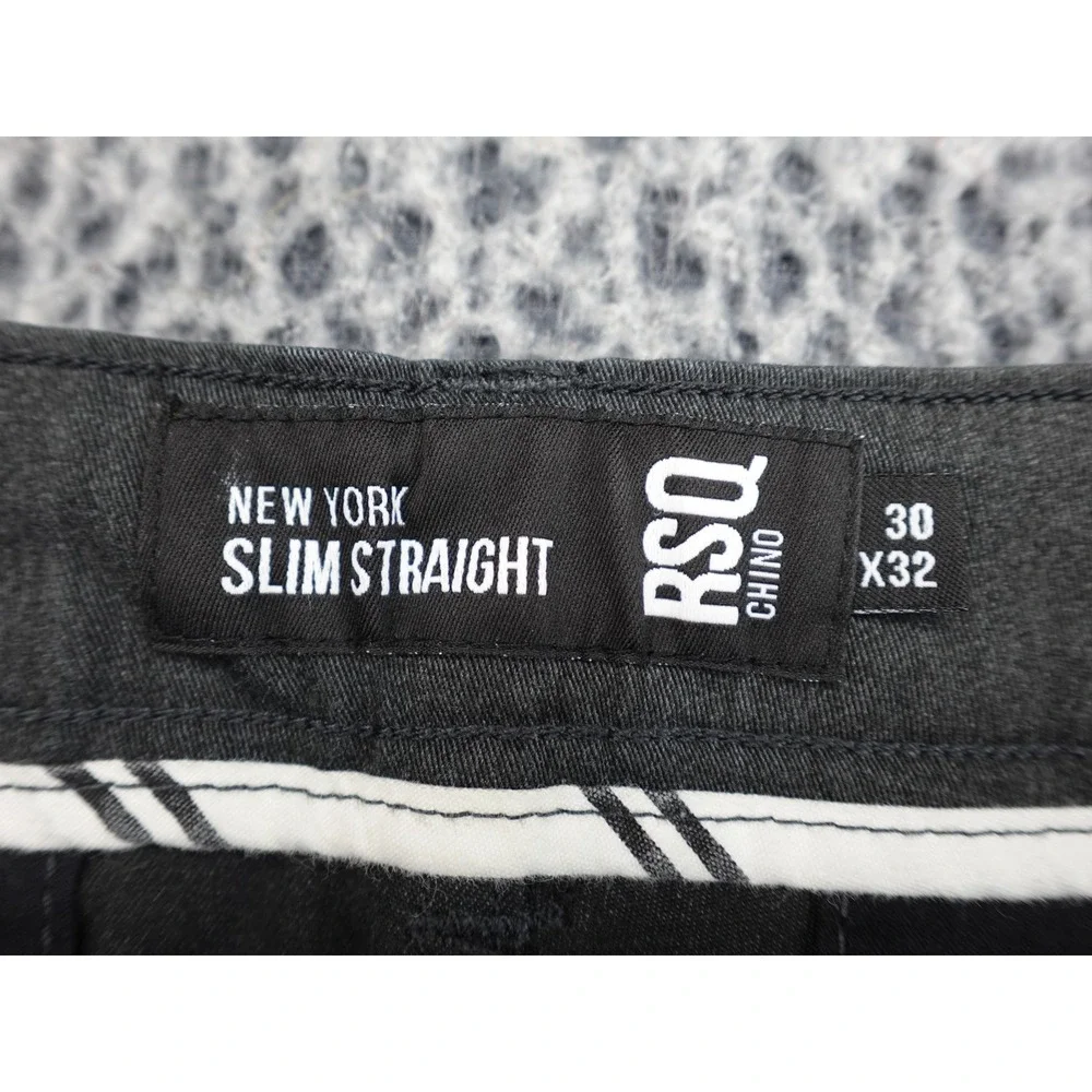 RSQ Slim Straight Pants Mens 30x32 Grey Charcoal Chino Skater Trousers‎